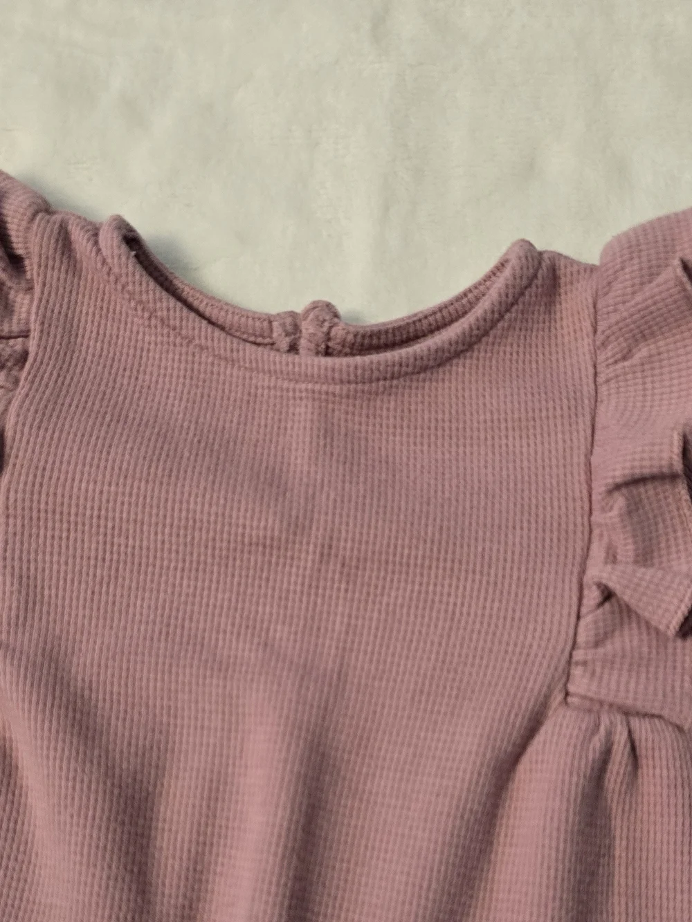 NWOT Carter's Long-Sleeve Ruffle One-Piece in Mauve 12 Months.